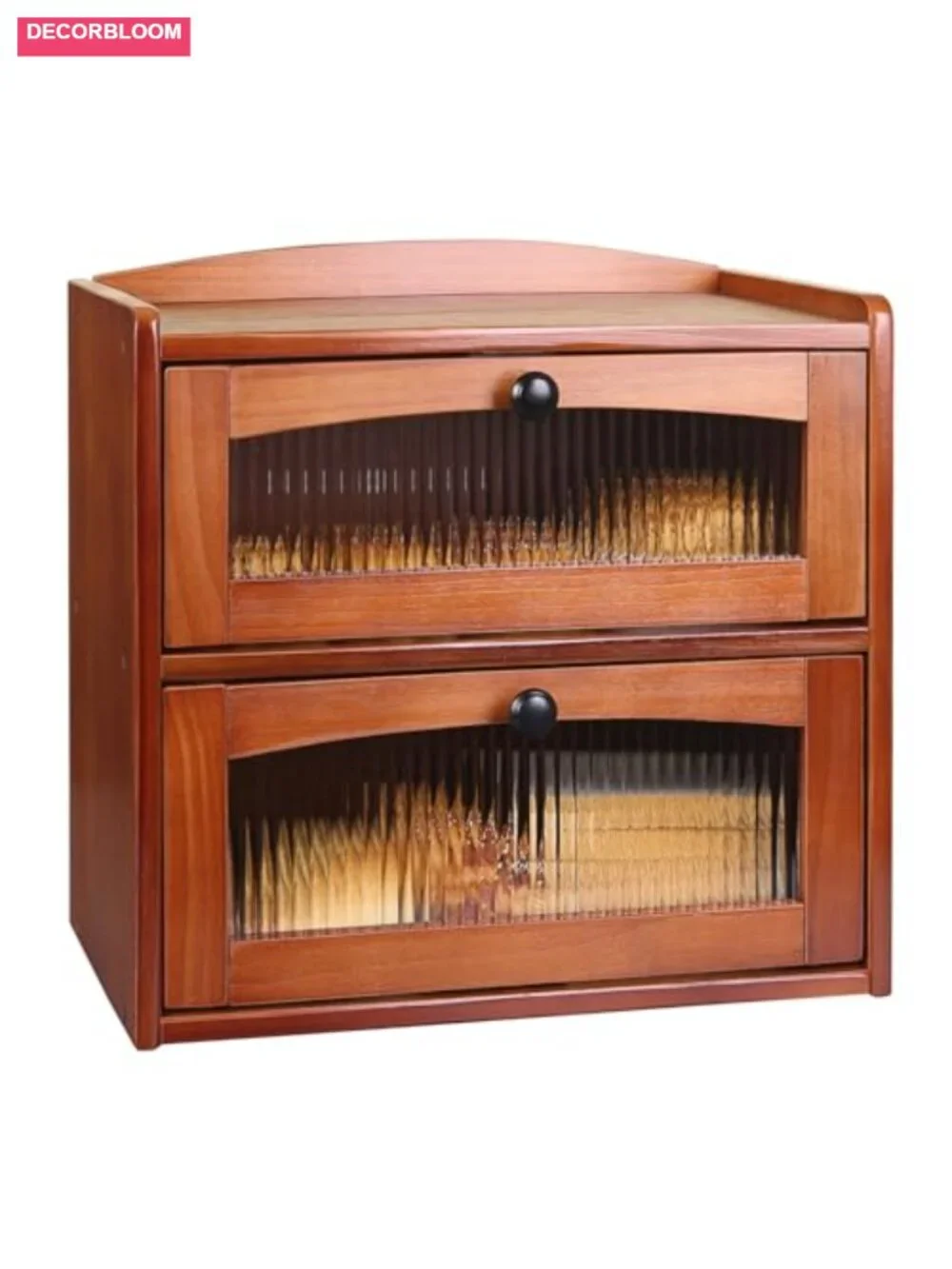 Large 2-Tier Wooden Bread Box for Kitchen Countertop with Acrylic Windows